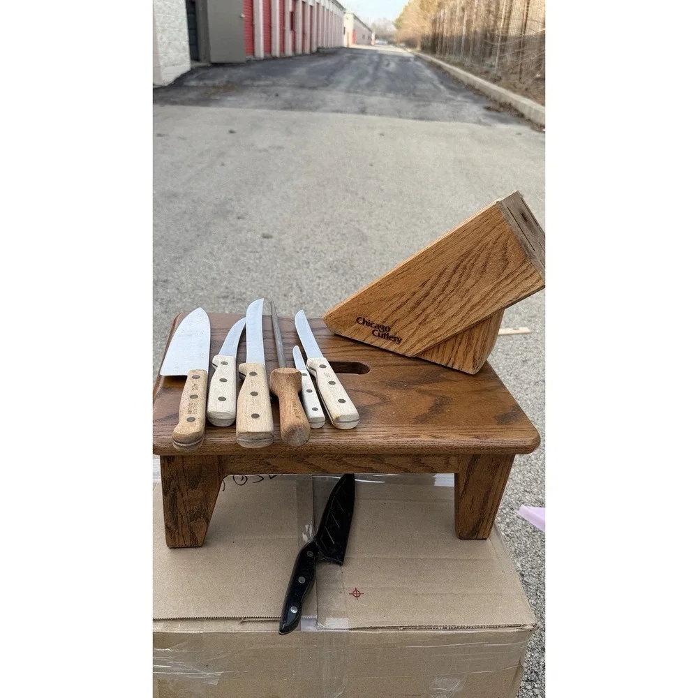 Chicago Cutlery Knife Block Set Wood Handles Chef Utility Paring‎ Steel